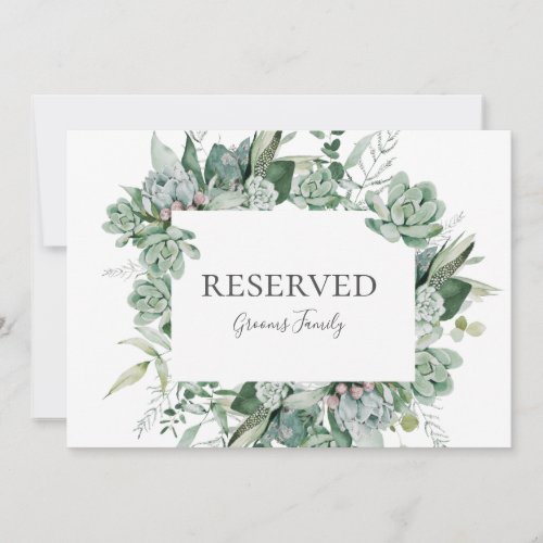 Succulent Greenery  Reserved Sign
