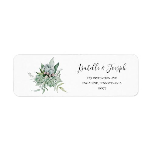 Succulent Greenery  Return Address Label