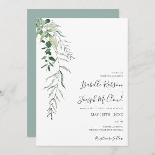 Succulent Greenery   Sage Green Casual Wedding Invitation