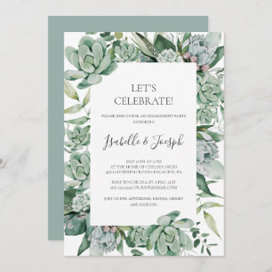 Succulent Greenery Sage Green Let's Celebrate In Invitation
