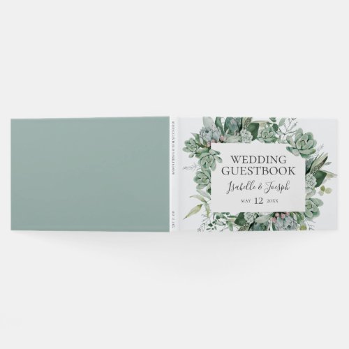Succulent Greenery  Sage Green Wedding Guest Book