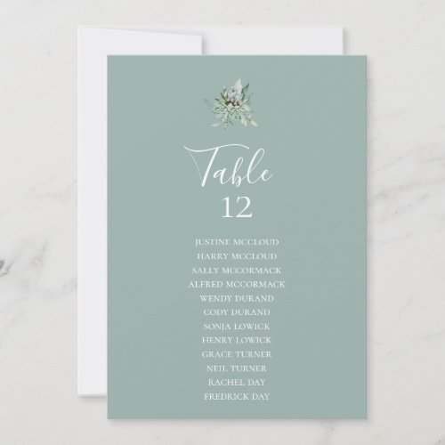 Succulent Greenery Sage Table Number Seating Chart