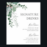 Succulent Greenery | Signature Drinks Sign<br><div class="desc">This succulent greenery | signature drinks sign is perfect for your boho sage green tropical floral wedding. The design features modern watercolor artwork, including light green eucalyptus, delicate fern, and classic succulent varieties, giving the design a simple, elegant secret garden feel, perfect for any spring, summer, fall, or winter wedding!...</div>