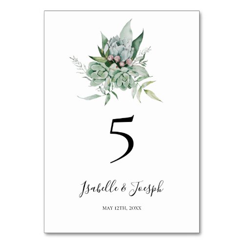 Succulent Greenery  Table Number