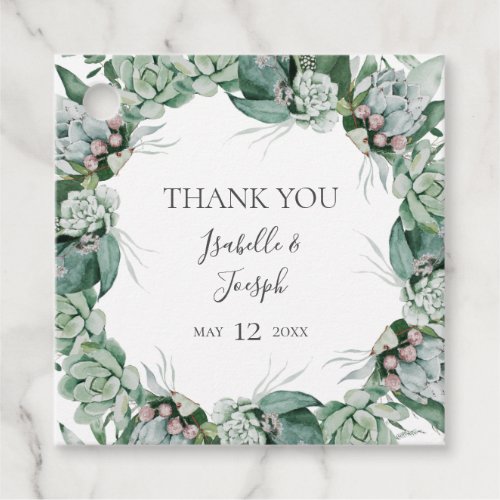 Succulent Greenery  Thank You Favor Tags