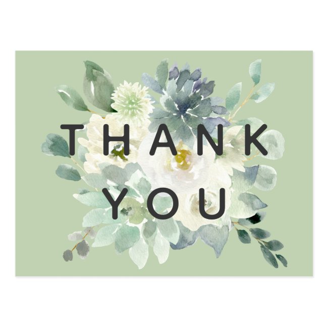 Succulent Greenery Thank You Postcard