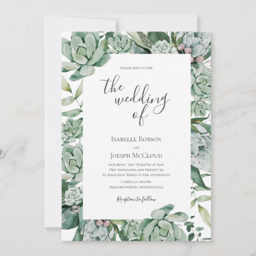 Succulent Greenery  The Wedding Of Invitation