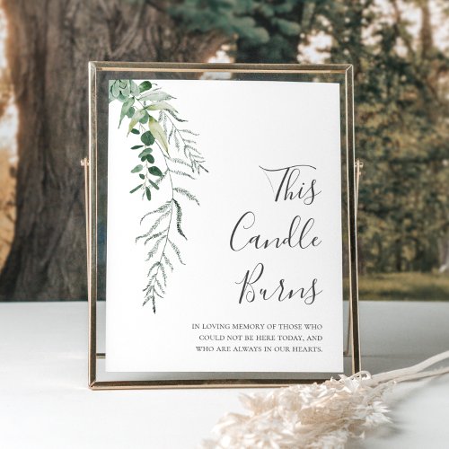 Succulent Greenery This Candle Burns Wedding Sign
