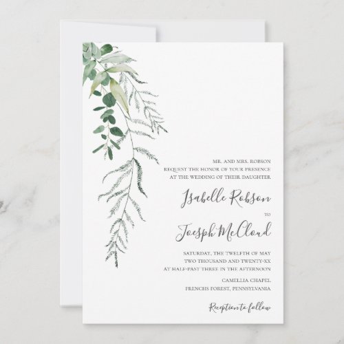 Succulent Greenery  Traditional Wedding Invitatio Invitation