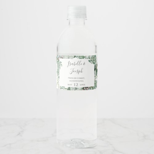 Succulent Greenery  Water Bottle Label