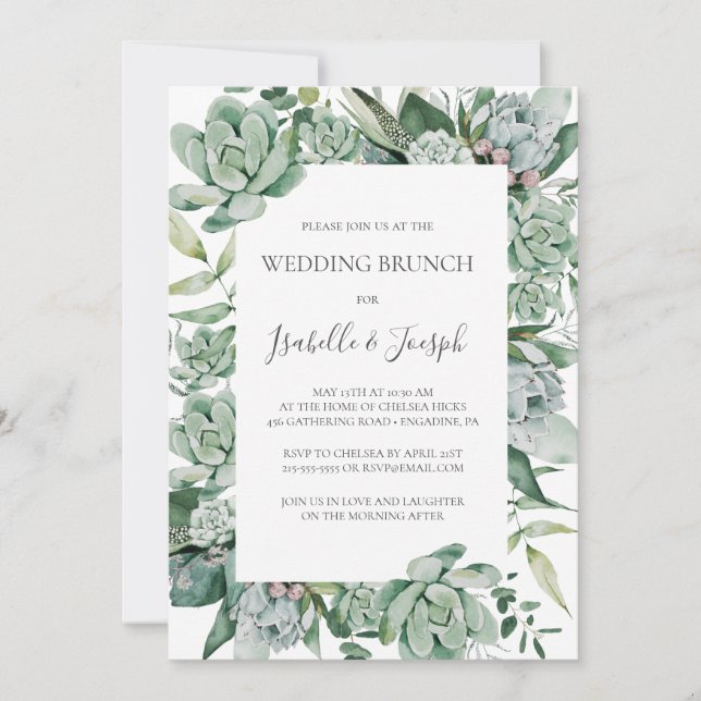 Succulent Greenery | Wedding Brunch Invitation (Front)