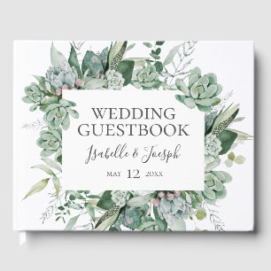 Succulent Greenery Wedding Guest Book