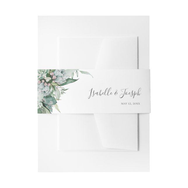 Succulent Greenery | Wedding Invitation Belly Band (Front Example)