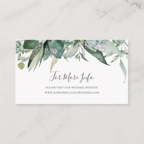 Succulent Greenery  Wedding Website Enclosure Card