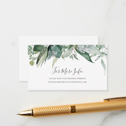 Succulent Greenery  Wedding Website Enclosure Card