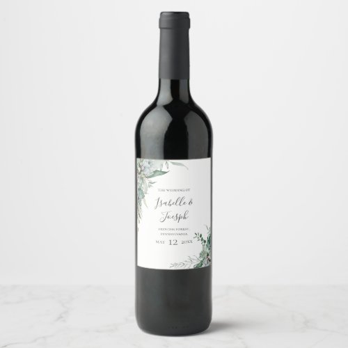 Succulent Greenery  Wedding Wine Label