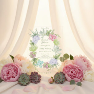 Succulent Greenery Wreath Bridal Shower  Acrylic Invitations