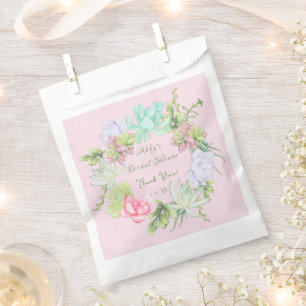 Succulent Greenery Wreath Bridal Shower Favor Bags