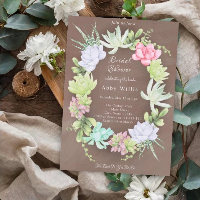 Succulent Greenery Wreath Bridal Shower  Invitation (Creator Uploaded)