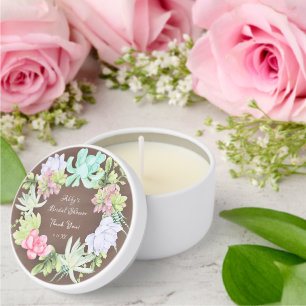 Succulent Greenery Wreath Bridal Shower  Mini Candle Favors