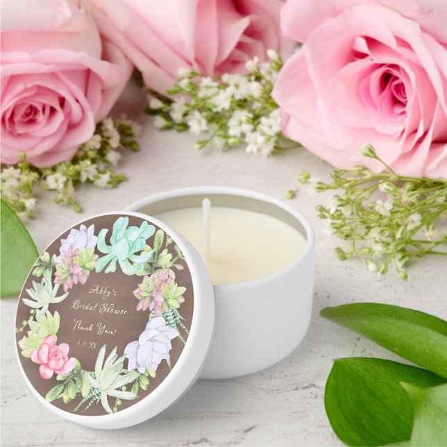 Succulent Greenery Wreath Bridal Shower  Mini Candle Favors (Insitu (Wedding))