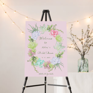 Succulent Greenery Wreath Bridal Shower Welcome Foam Board