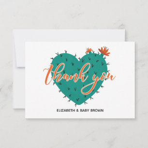 Succulent Heart BabyShower Flat Thank You Card