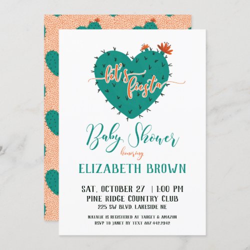 Succulent Heart Fiesta Baby Shower Invitation