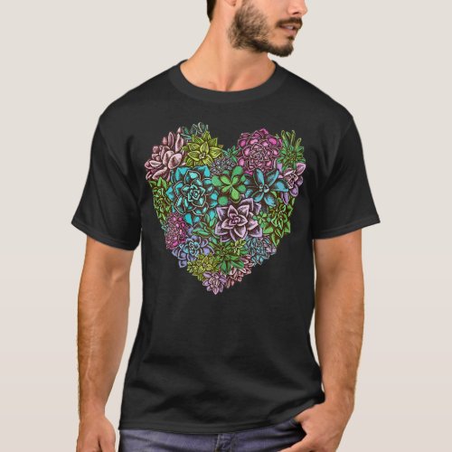 Succulent Heart Garden Plant Gardening Lover T_Shirt