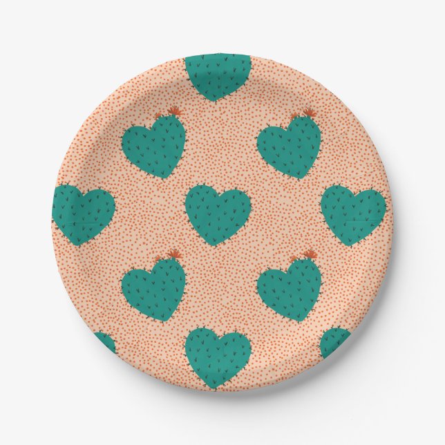 Succulent Heart Paper Plates (Front)