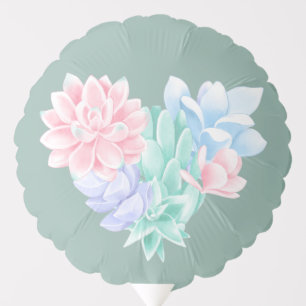 Succulent Heart Pastel Plants Flowers Dinner Party Balloon