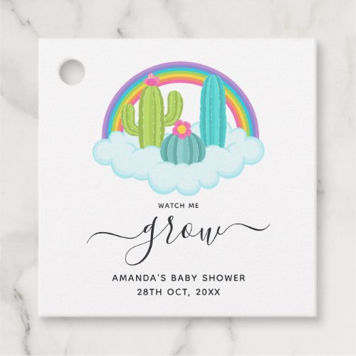 Succulent Heaven Watch Me Grow Baby Shower Favor Tags