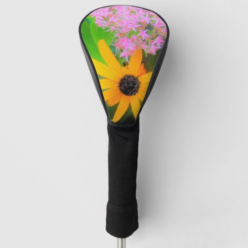 Succulent Hot Pink Sedum and Yellow Rudbeckia Golf Head Cover