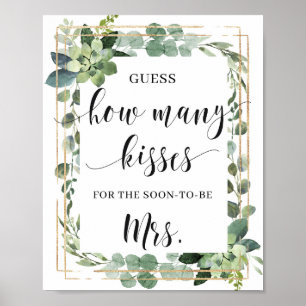 Succulent How many kisses for the soon to be sign