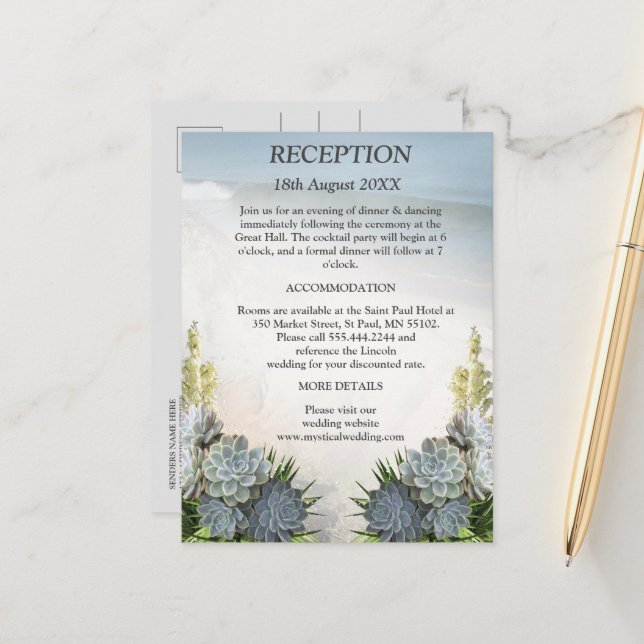 Succulent Hues of Pale Blues Announcement Postcard (Front/Back In Situ)