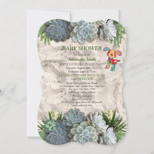 Succulent Hues of Pale Blues Baby Shower Invitation