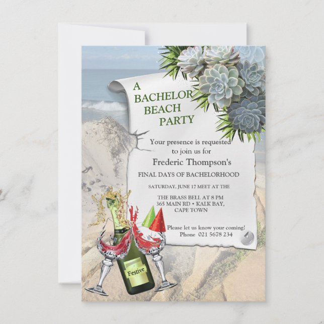 Succulent Hues of pale blues Bachelor Party (Front)