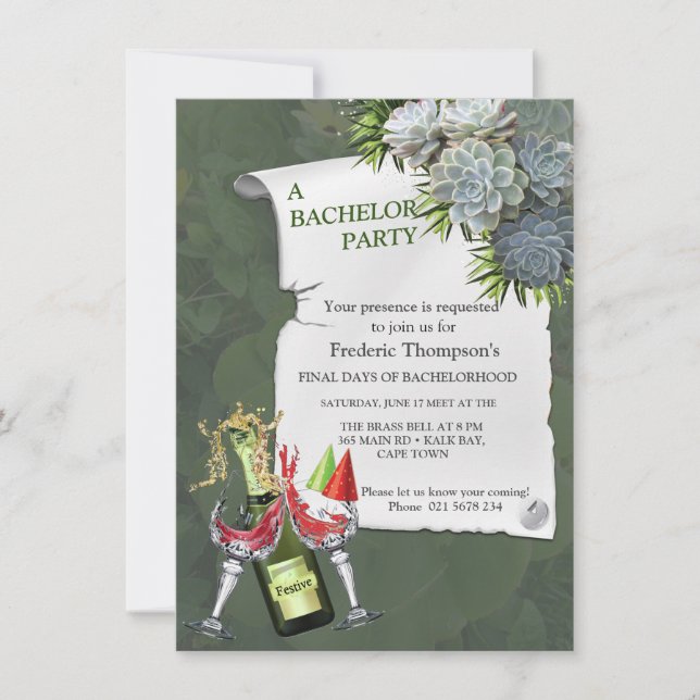 Succulent Hues of Pale Blues Bachelor Party (Front)