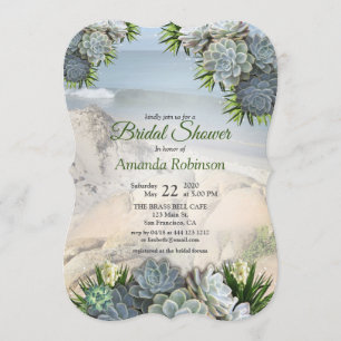 Succulent Hues of Pale Blues Bridal Shower Invitation