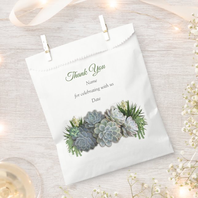 Succulent Hues of Pale Blues Favor Bag (Clipped)
