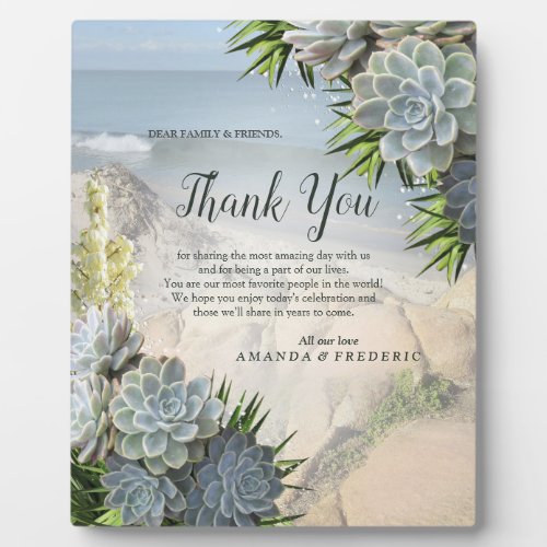 Succulent Hues of Pale Blues  Green Thank You Plaque