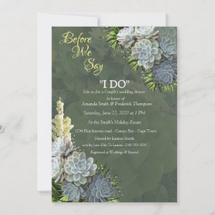 Succulent Hues of Pale Blues& Green Tubular Leaves Invitation