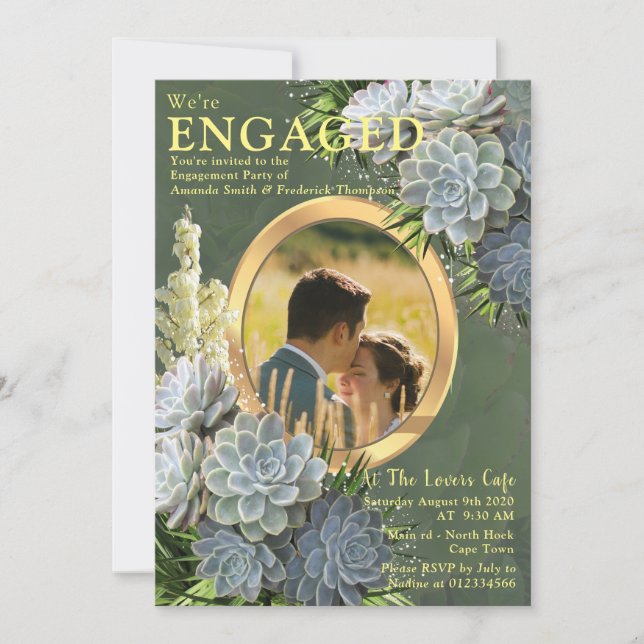 Succulent Hues of Pale Blues Invitation (Front)