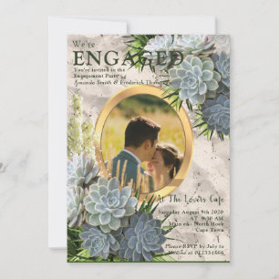 Succulent Hues of Pale Blues Invitation