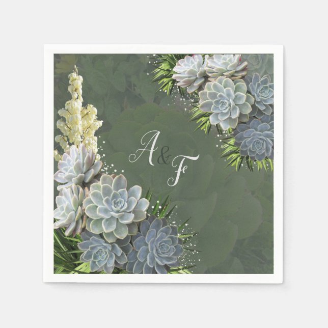 Succulent Hues of Pale Blues Napkins (Front)