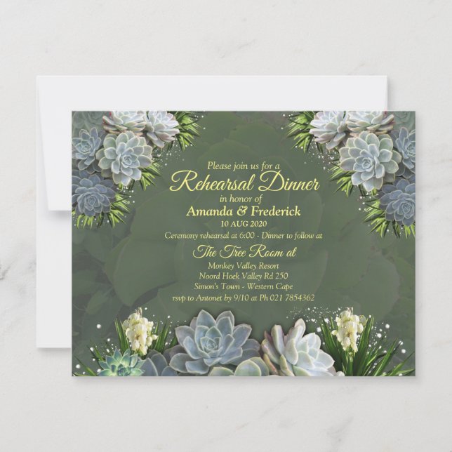 Succulent Hues of Pale Blues Rehearsal dinner Invitation (Front)