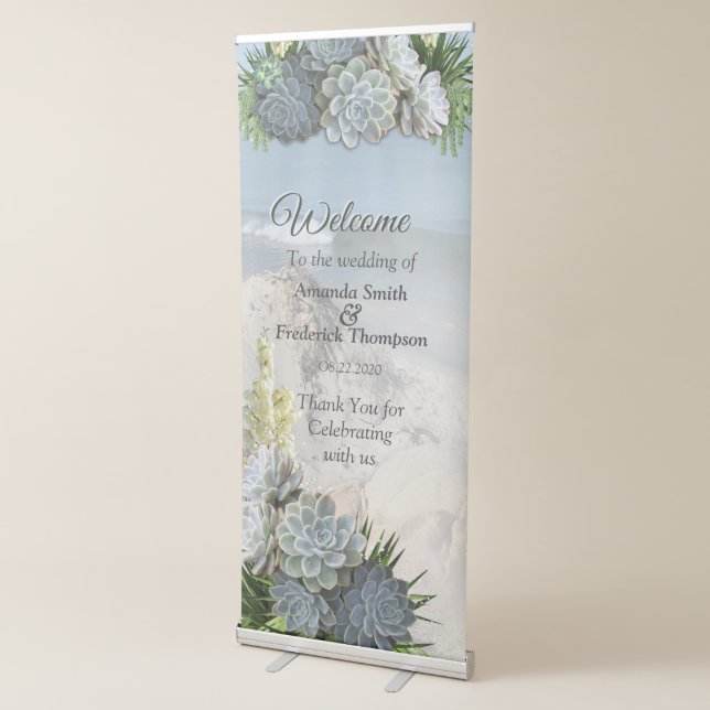 Succulent Hues of Pale Blues Retractable Banner (3/4)