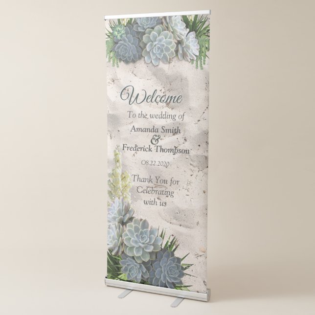 Succulent Hues of Pale Blues Retractable Banner (3/4)