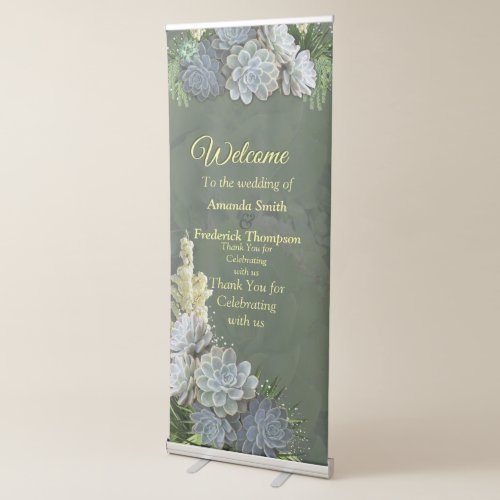 Succulent Hues of Pale Blues Retractable Banner