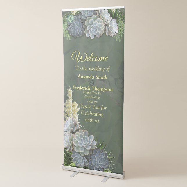 Succulent Hues of Pale Blues Retractable Banner (3/4)